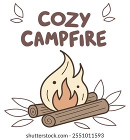 Cozy Campfire Scene vector flat design