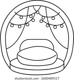 Cozy Canopy Bed Coloring Page – Cute and Easy Outline for Kids and Adults – Relaxing Bedroom Scene – Fun Printable Digital Download Art