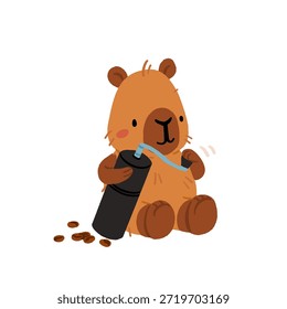 Acogedor conjunto de Vector de rituales de café Capybara. Café de la especialidad de la elaboración de Capybarista, verter encima, amoladora, rutina de la mañana, Hygge Lifestyle Illustration