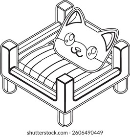 A Cozy Cat Bed With A Cat shaped Pillow For A Comfortable Sleep
