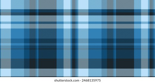 Cozy check texture textile, curve plaid pattern background. Teal vector fabric tartan seamless in cyan and light color.