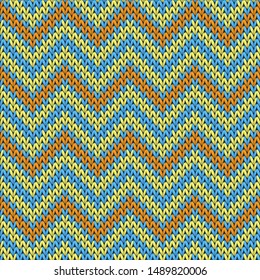 Cozy chevron stripes knitted texture geometric seamless pattern. Jumper knit effect ornament. Classic warm seamless knitted pattern. Christmas spirit backdrop.