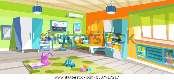 Cozy Children Bedroom Interior Plant Furniture Stock Vector (Royalty ...