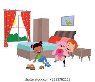 cozy children's bedroom interior with furniture and toys