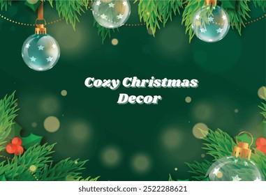 "cozy Christmas decor"  Transform your holiday spirit with this cozy Christmas decor image adorned with festive ornaments and an inviting atmosphere.