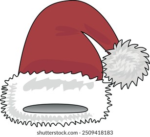 Cozy Christmas Hat Illustration. Vector Holiday Clip Art. New Year Accessory.