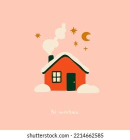 Cozy Christmas house in winter