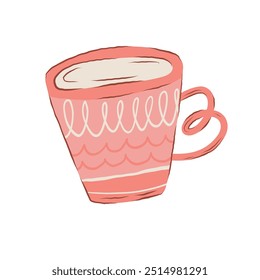 Cozy Christmas Mug or Cup of Hot Drink. Retro Holiday Isolated stickers
