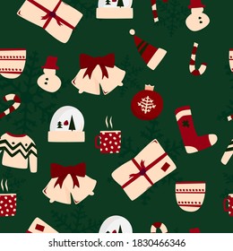 Cozy christmas pattern seamless. Cute new year illustrations