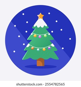 cozy Christmas pine tree vector icon with white background
