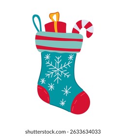 cozy christmas sock cartoon. ornament surprise, custom family, joy celebration cozy christmas sock sign. isolated symbol vector illustration