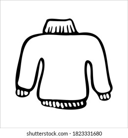 Ropa acogedora: pullover. elementos gráficos de estilo doodle para su diseño.