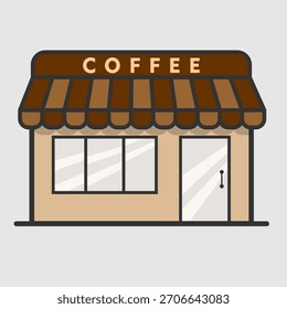 Acolhedor Edifício Cafeteria. Design plano. Ilustração vetorial