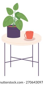 Cozy coffee table. Apartment decor color icon