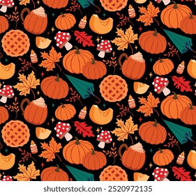 Cozy colorful fall seamless pattern