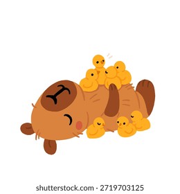 Cozy Cottage Capybara Life Vector Set with Farm Animals, Gardening, Home Activities, Slow Living, Hygge Lifestyle, Cute Cartoon Illustration Collection