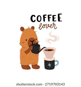 Cozy Cottage Capybara Life Vector Set with Farm Animals, Gardening, Home Activities, Slow Living, Hygge Lifestyle, Cute Cartoon Illustration Collection