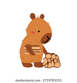 Cozy Cottage Capybara Life Vector Set with Farm Animals, Gardening, Home Activities, Slow Living, Hygge Lifestyle, Cute Cartoon Illustration Collection