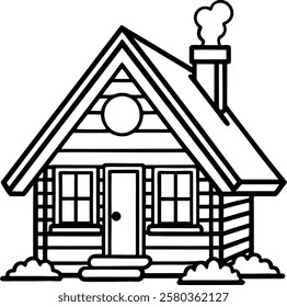 cozy cottage house vector icon and logo. warm and inviting home illustration. handcrafted rustic house with glowing windows.