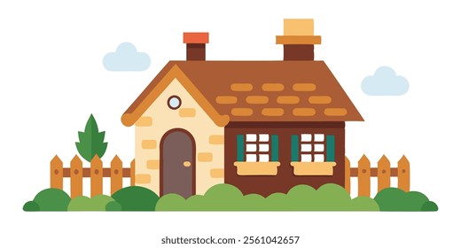 Cozy Cottage Vector Art with Charming Details