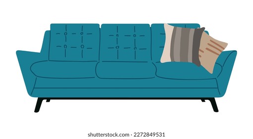 Cozy couch sofa with cushions vector isolated.