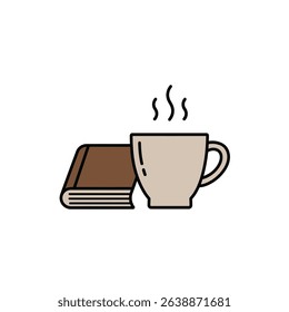Cozy Cup of Coffee or Hot Chocolate With Book on White Background Reading Relaxation