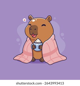 Aconchegante Capybara Cafeteira. ilustração vetorial