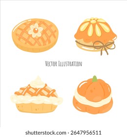 Cozy and Cute Ghost Party Pumpkin Tea and Sweets — Warm Orange Autumn Halloween Illustration Collection with Adorable Spooky Vibes