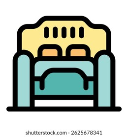 Cozy double bed with soft pillows and warm blanket, perfect for a restful night's sleep