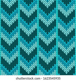 Cozy downward arrow lines knitted texture geometric seamless pattern. Jacquard hosiery textile print. Nordic style seamless knitted pattern. Christmas spirit backdrop.