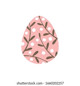 Cozy Easter egg. Colored vector egg with ornaments on a transparent background. Vector shabby hand drawn illustration