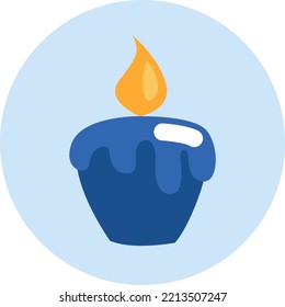 Cozy evening candle, illustration, vector on white background.