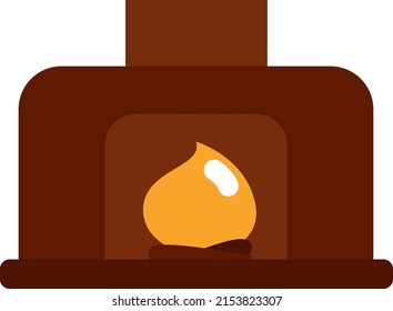 Cozy evening fireplace, illustration, vector on a white background.