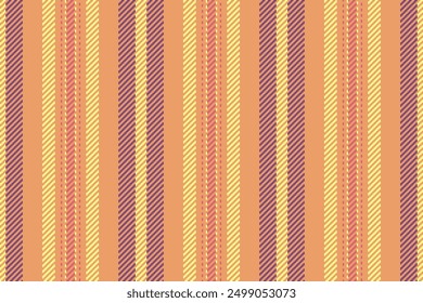 Cozy fabric lines stripe, grunge vertical pattern background. Pretty textile texture vector seamless in orange and yellow colors palette.