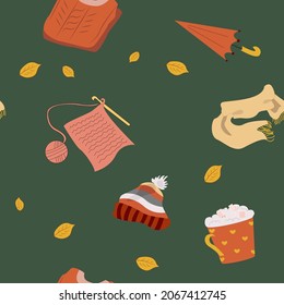 Cozy Fall Activities Vector Pattern 2