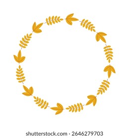 Cozy Fall Wreath Design with Leaves, Ideal for Autumn Invitations, Decorations, or Seasonal Branding.
