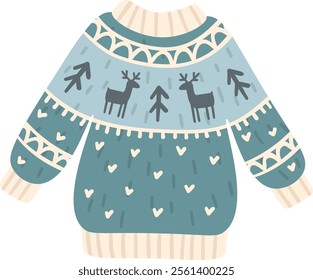 Cozy and festive christmas sweater featuring reindeers and trees, perfect for staying warm and spreading holiday cheer during the winter season