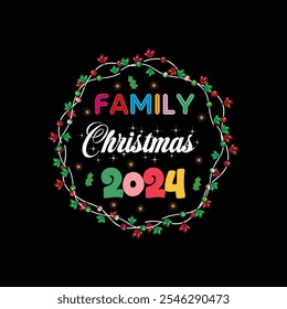 A cozy and festive t-shirt design that embodies the warmth and joy of Christmas. The central focus is a charming illustration of a decorated Christmas tree adorned with colorful ornaments, 