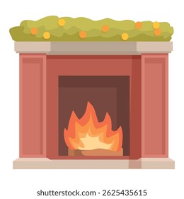 Cozy fireplace with burning firewood, providing warmth and comfort during cold season