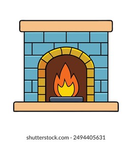 Cozy fireplace Christmas vector elements, perfect for festive designs and holiday projects.