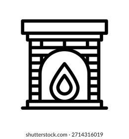 Gemütliches Kamin-Symbol mit Flamme in einem Ziegelherd für Heimdekoration und warmes Ambiente
