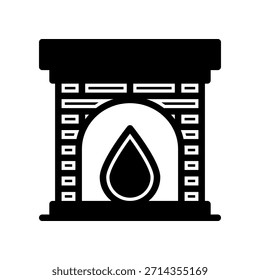 Gemütliches Kamin-Symbol mit Flamme in einem Ziegelherd für Heimdekoration und warmes Ambiente