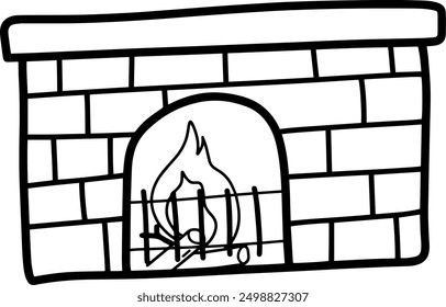 Cozy Fireplace Line Art Vector | Cute Minimalist Design