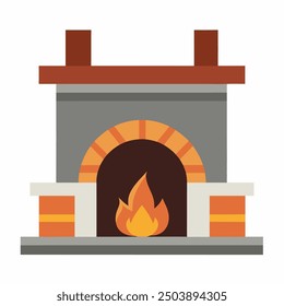 Cozy fireplaces with detailed mantels, crackling fire, and elegant hearths in vector format.