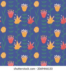 Cozy flower seamless pattern vector illustration. Endless plant background. Repetable botanical backdrop.