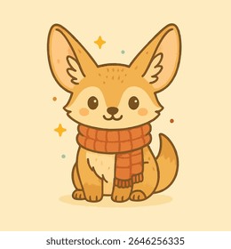 Acolhedor Fox Ilustração, Uma raposa fofa vestindo uma ilustração de cachecol acolhedor. Perfeito para livros infantis, cartões de felicitações ou qualquer design que precisa de um toque de charme.