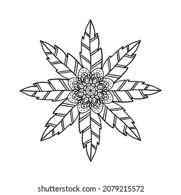 Cozy geometric mandala background. Beautiful circular decorative ornament isolated on white backdrop.