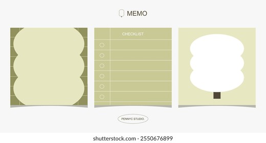 Cozy Green Tree Minimalist Design Memo Note Pad Paper Set 