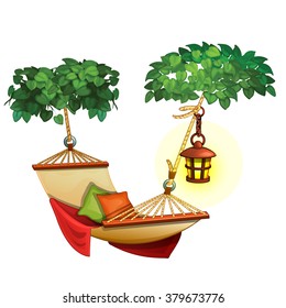A cozy hammock for a country house. The vector image.