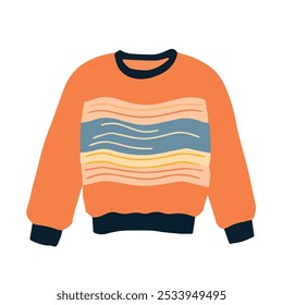 Cozy hand drawn sweater. Autumn, winter clothes. Vector flat cartoon illustration.